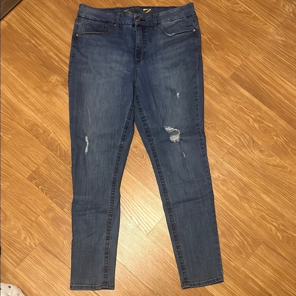 Seven7 Blue Skinny Jeans with Distressed Details size 16 - Picture 1 of 6